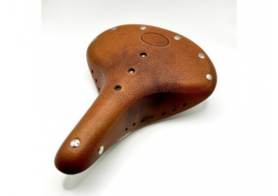 Sillín de piel Gyes SL-09 color miel efecto envejecido