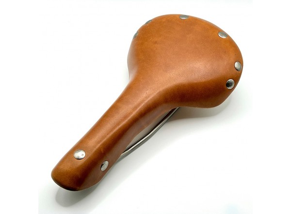 Sillín de piel Gyes SL-06 color miel con partes metálicas mate