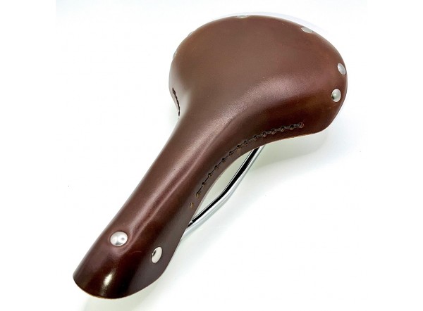 Sillín de piel Gyes SL-06RS color marrón con partes metálicas cromadas