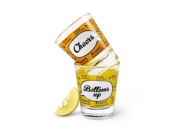 Shot Glass  Cheers / Bottoms Up